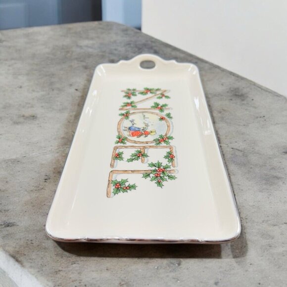 Pickard China Ivory Hand Decorated NOEL Tray USA Porcelain Ceramic Holiday VTG - Picture 3 of 14